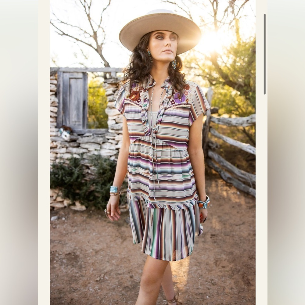 DOUBLE D RANCH SERAPE SANTA RITA FLOUNCE RUFFLE SUNDRESS SIZE SMALL NWT - Picture 3 of 9